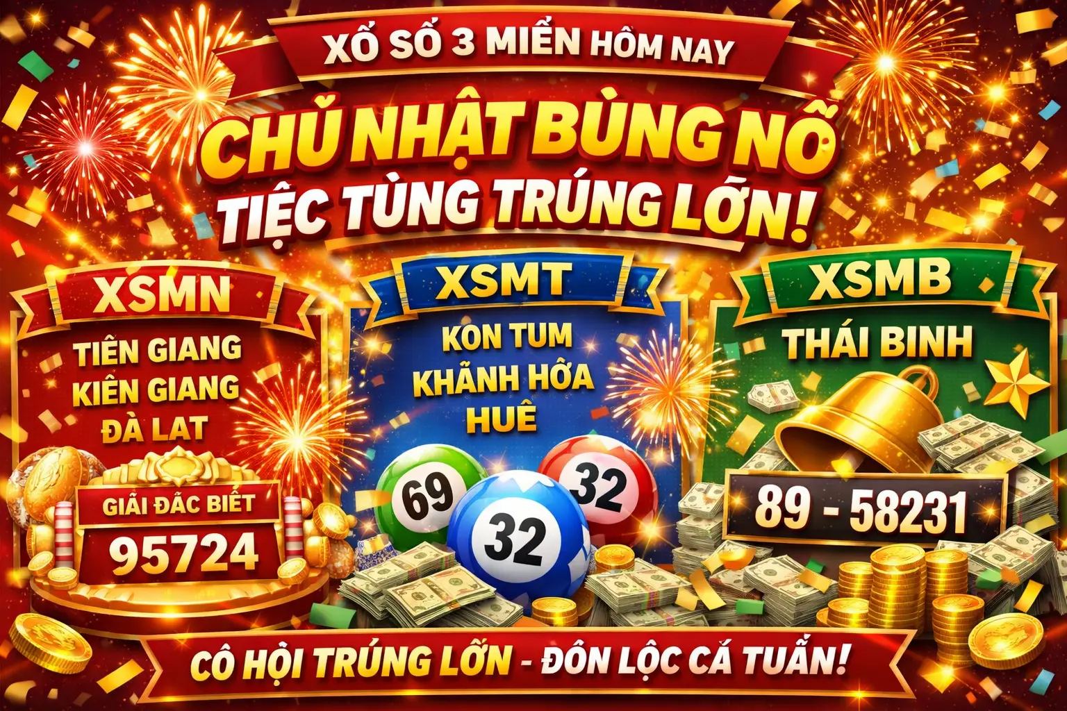 Ngày Chủ Nhật Bùng Nổ – Tiệc Tùng Trúng Lớn Cùng Xổ Số 3 Miền Hôm Nay!